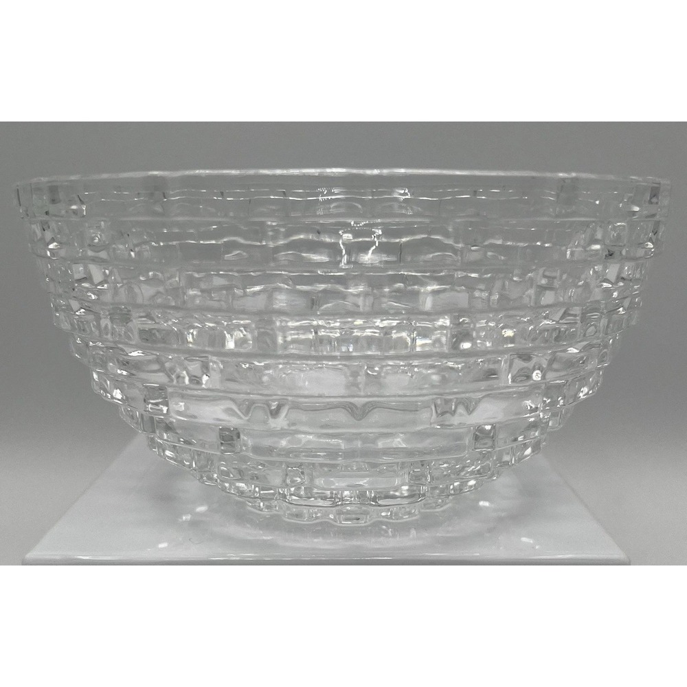 Mikasa Palazzo Clear Crystal Bowl 7 in Brick Beehive Step‎ MCM Art Deco Decor